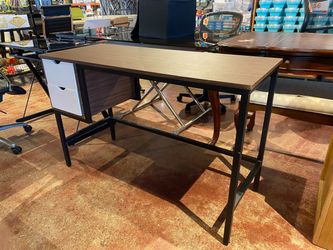 Modern Brown Industrial Style Desk with 2-Drawers