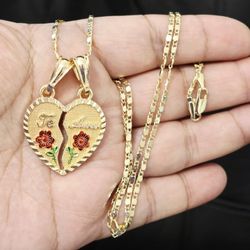 14k Gold Plated Double Heart Necklace 