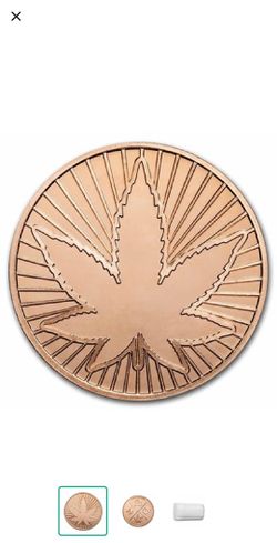 1 Oz Copper round - 420 leaf w/case