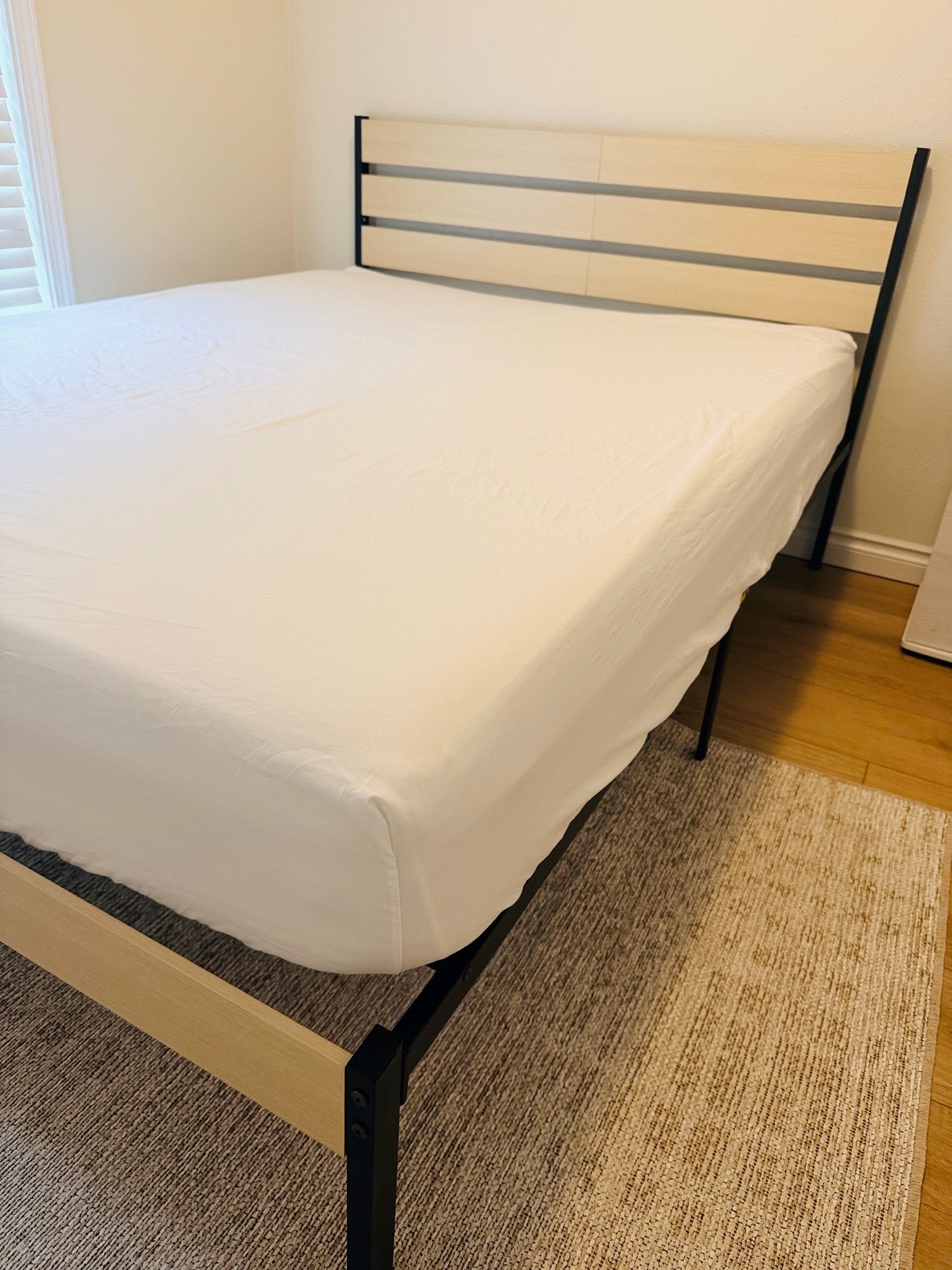 Queen bed frame with headboard $50 + mattress -> $130 for both