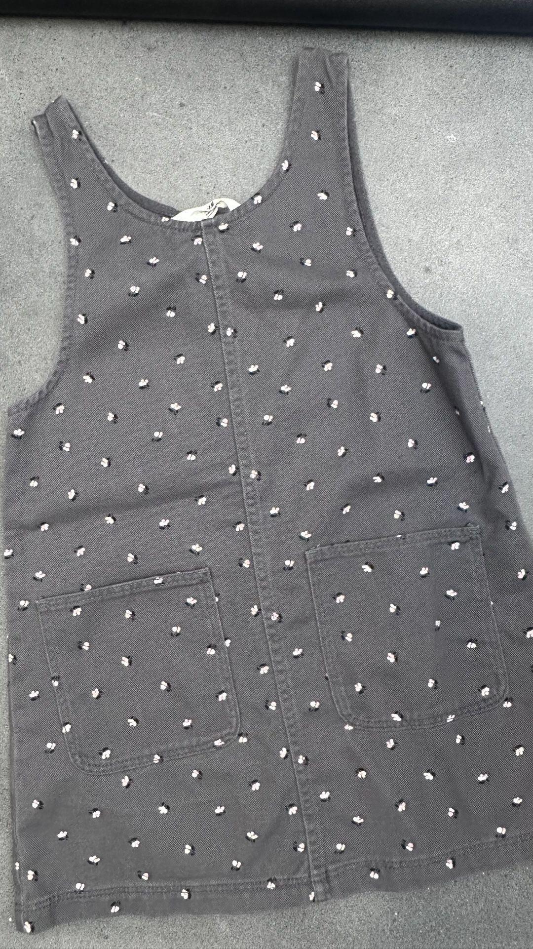 Kids Gray Sleeveless Dress with Floral Pattern