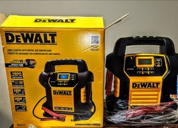 DeWalt Jump Starter 1600 with a 120 PSI air compressor.