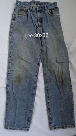 Mens Lee Work Denim Blue Jeans 30x32. Stained But No Holes Or Rips