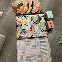 Story Magic Wooden Dress Up Dolls with Tin 2 Sets In 1 Including Small Box With Magnetic Dolls Dress Up