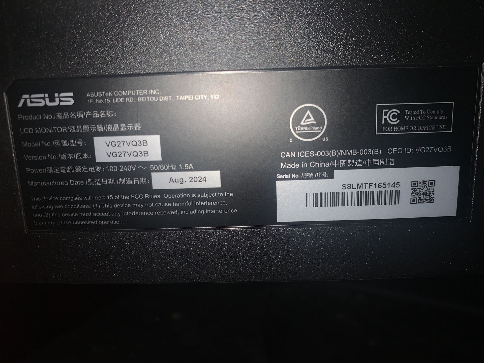 2 Asus Gaming Monitors 165hz and 144hz