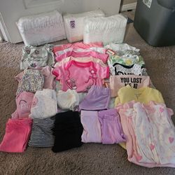 Baby girl clothes 0-3m - 3-6m and diaper bundle