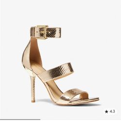 Amal Metallic Snake Embossed Leather Sandal