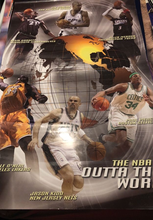 2003 NBA superstars poster. Paul Pierce Jason Kidd Shaquille O’Neal Kevin Garnett Tim Duncan Allen Iverson