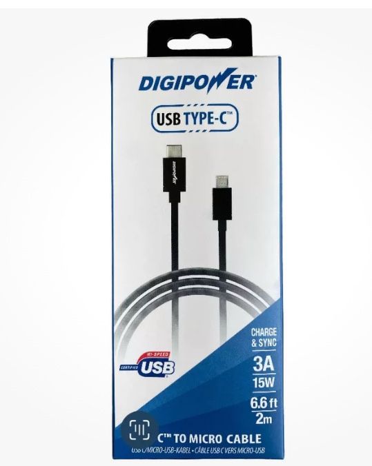 Hi-Speed USB Type-C to Micro Cable 6.6 ft long Charge & Sync New