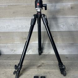Manfrotto 190XDB Camera Camcorder Tripod With Head 486RC2 And 2 Mounts
