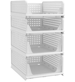 4-Tier Stackable Plastic Storage Bins