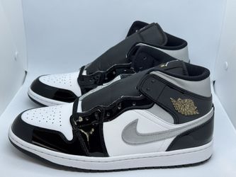 Men’s Size 11 Nike Air Jordan 1 SE Mid Black White Metallic Silver