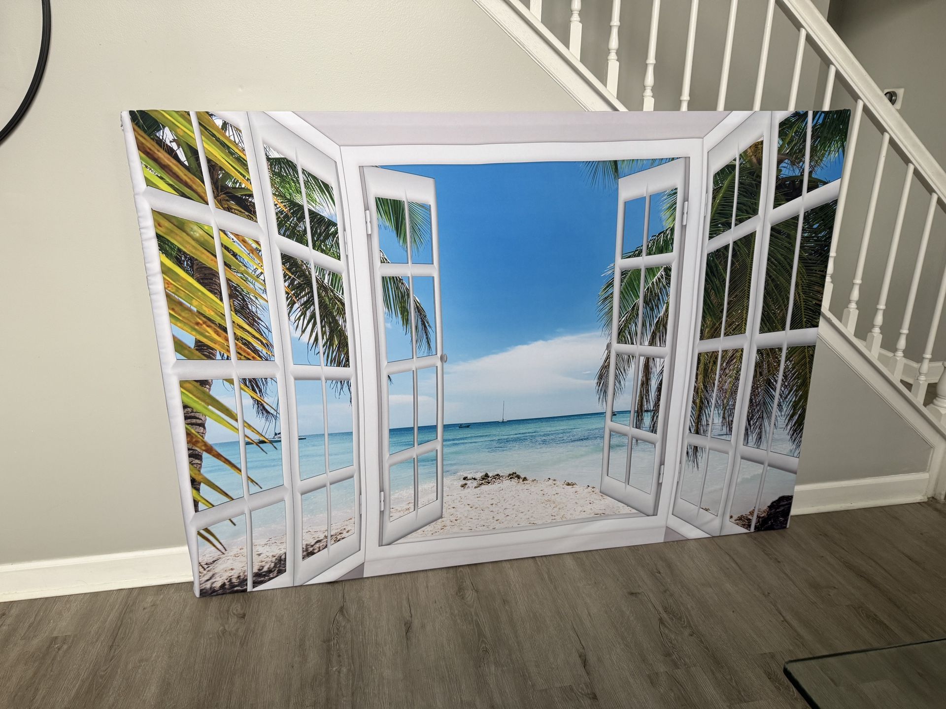 Beach Window Scenery Tapestry