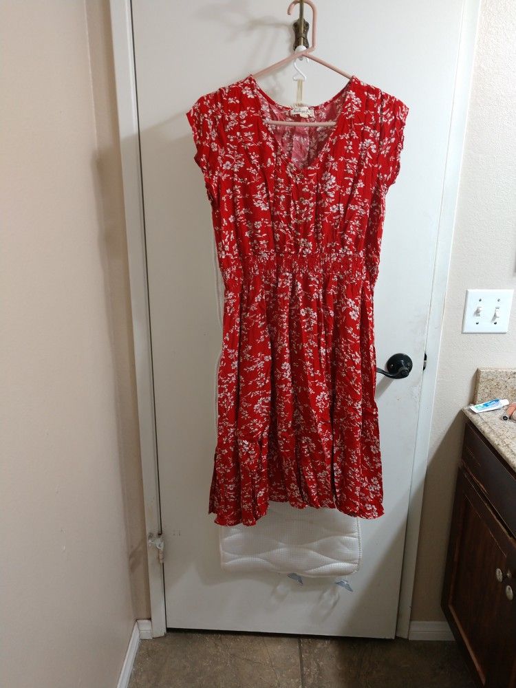 Red Dress With White Flowers