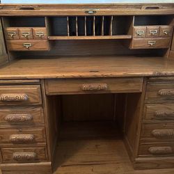 Oak Roll-Top Desk From Estate Sale