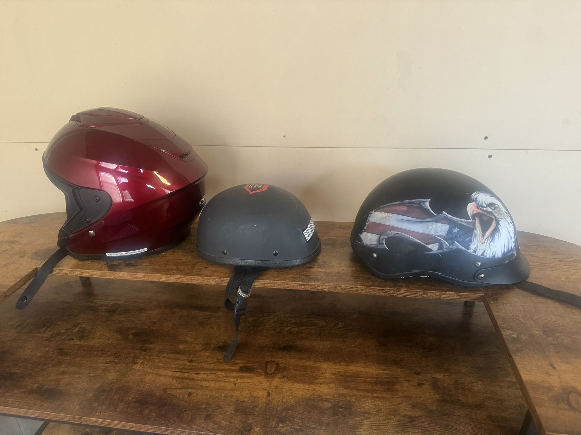 3 Motorcycle Helmets All Large