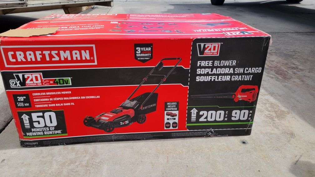 Brand New CRAFTSMAN Lawn Mower And Leaf Blower Kit V20 20-volt Max Cordless Battery Leaf Blower Lawn Mower Combo Kit (Battery & Charger Included)