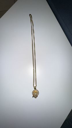 2 Real 14K Gold Chains + 14K Pendant