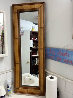 Large Tall Bamboo framed Wall Mirror Decor
