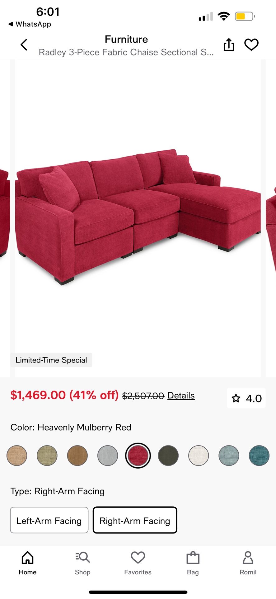 Macys Couch - Red Sofa with Chase