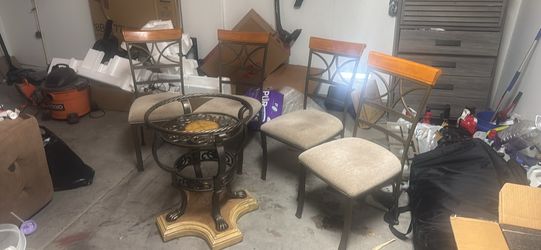 Metal and wood dinning set