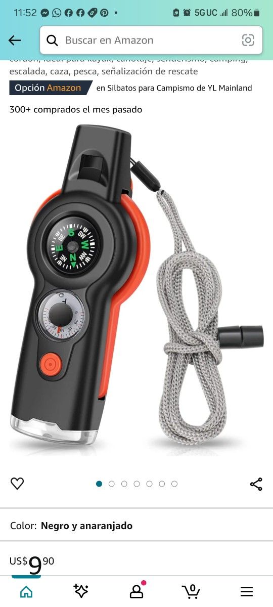 7 in 1 Emergency Survival Whistle, Multifunctional Outdoor Tool, Safety Whistle with Lanyard, Ideal for Kayaking, Boating, Hiking, Camping, Climbing, 