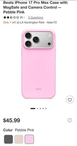 Beats iPhone 17 Pro Max Case with MagSafe and Camera Control Pebble Pink & usb-c to usb-c cable $30