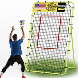 7x4 FT Volleyball Rebounder Net, 5-Angle Adjustable with Steel Frame