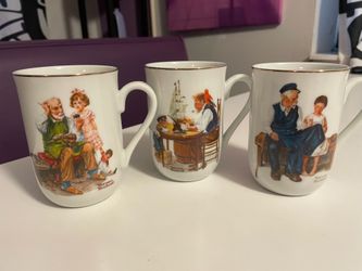 Set of 3- Norman Rockwell Artist Tea ☕️ Cups/Mugs