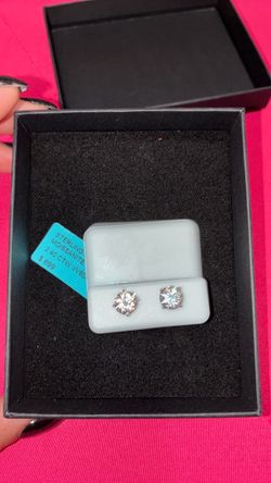 Sterling Silver Moissanite Stud Earrings 2.40 CTW
