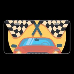 License Plate Novelty Car Front Automobile Car Checkered Drive Flags