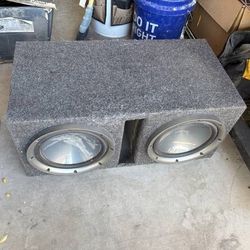 pair of 10 inch Kenwood subwoofers in ported / vented enclosure box 