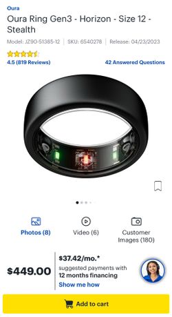 BRAND NEW Oura gen3 Stealth Ring - Size 12