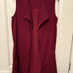 Red Mid-thigh Length Vest