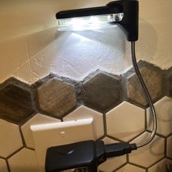 Portable USB-powered LED reading light with a flexible gooseneck
