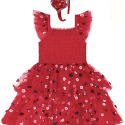 Girls Red Dress VALENTINE