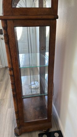 Lighted Curio Display Cabinet — Curved Glass, Solid Wood