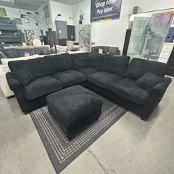 Sectional sofa black corduroy / financing available