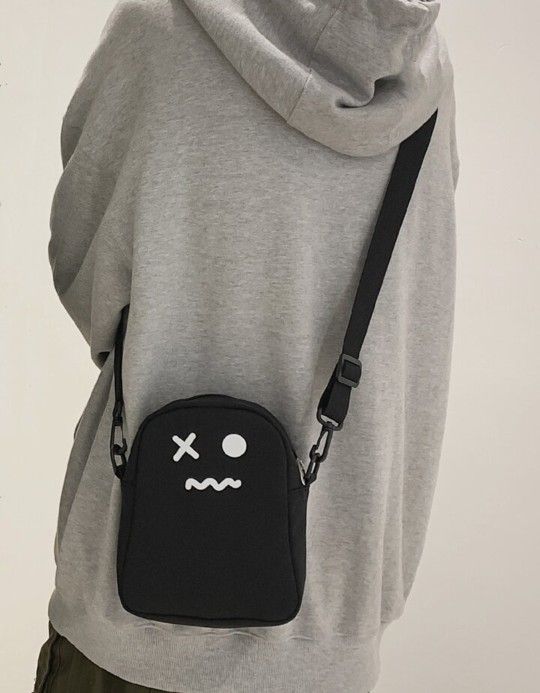 Ghost Ghoul Face Emoji Crossbody Bag Purse With Adjustable Strap
