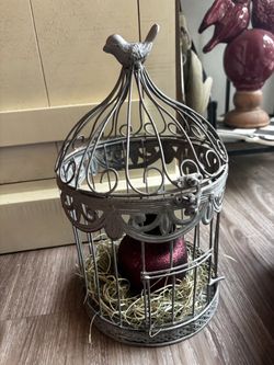 Decorative Metal Bird Cage with partial candle