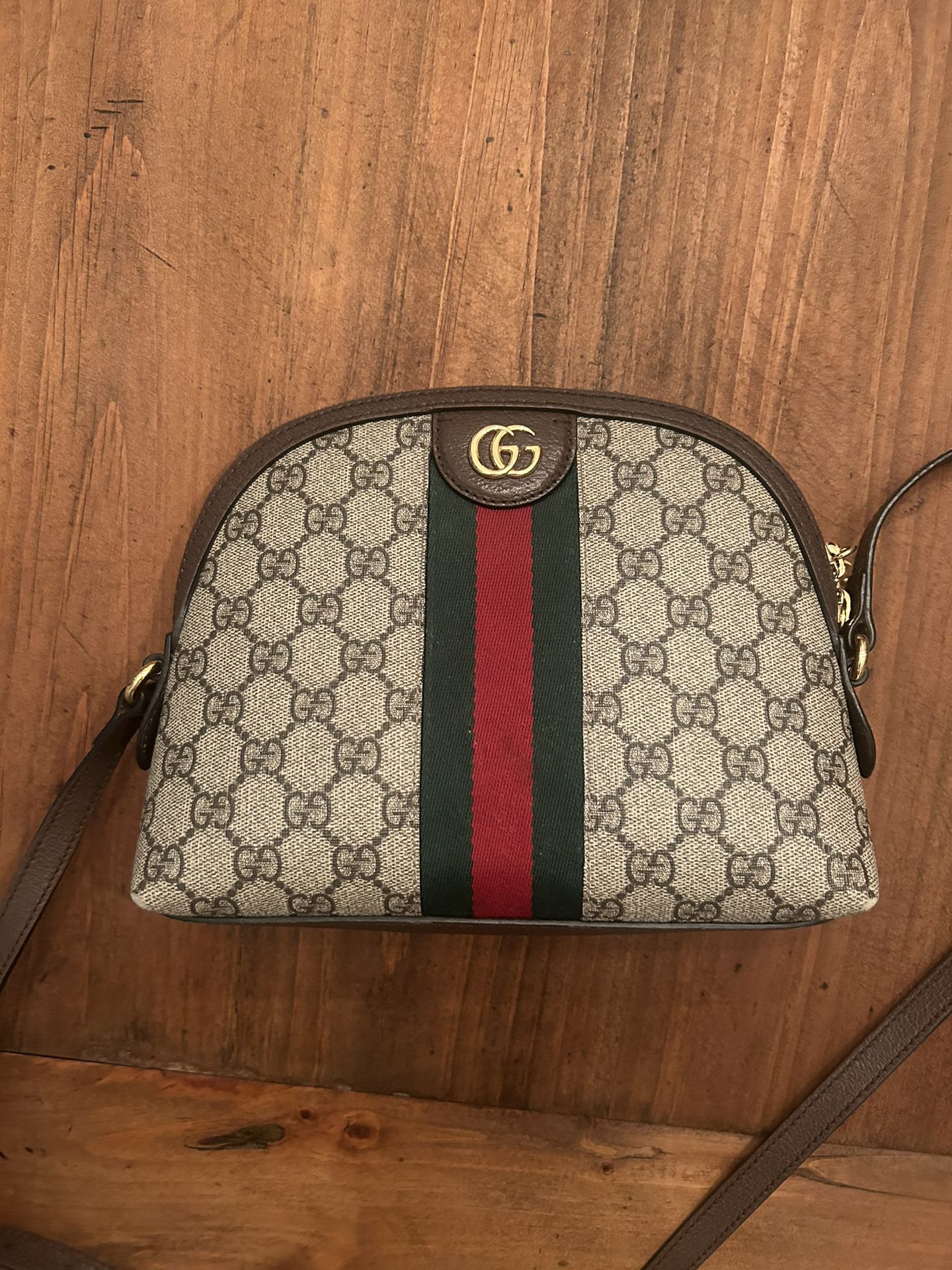 GUCCI Ophidia GG Small Shoulder Bag in GG Supreme with Gold Hardware