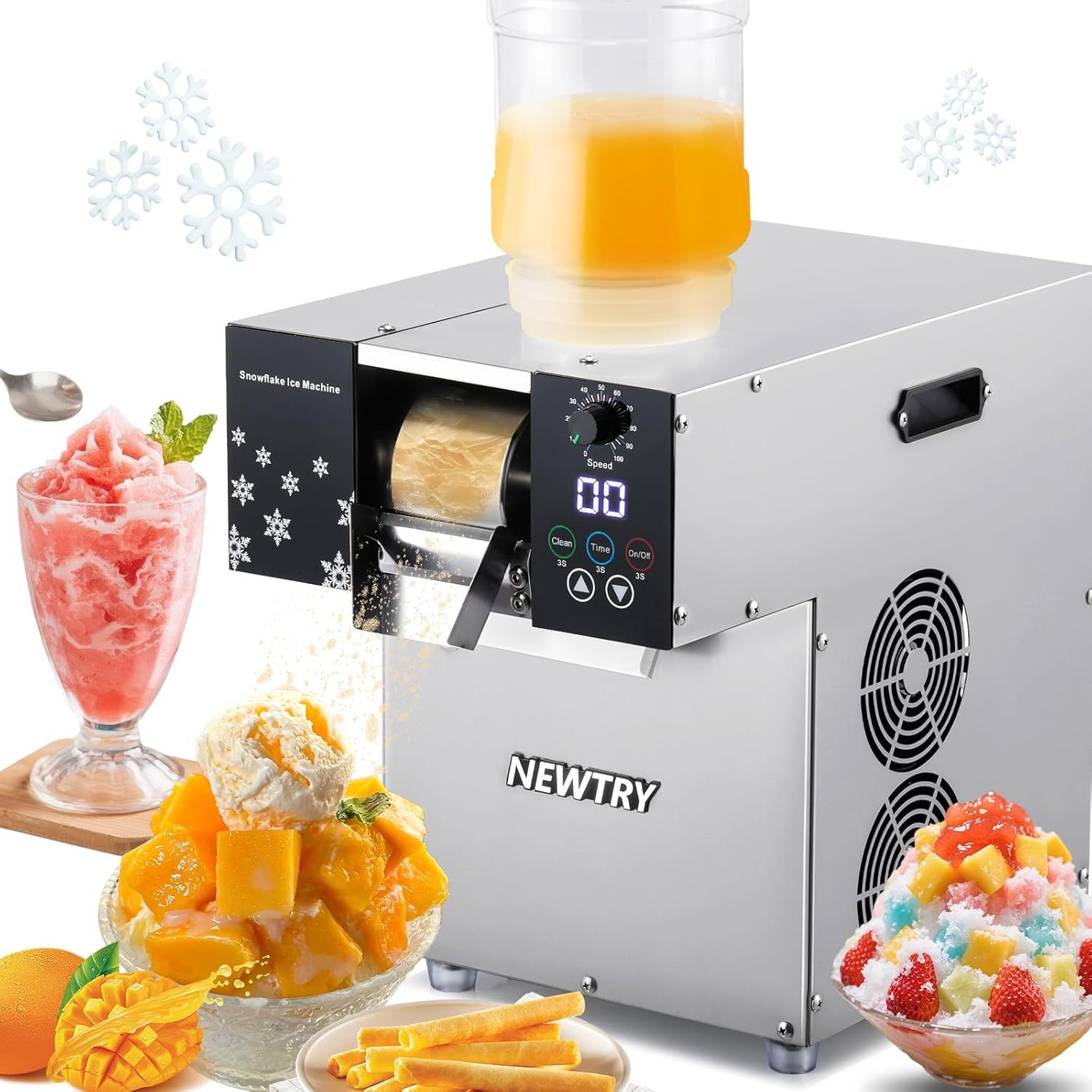 NEWTRY Commercial Snowflake Ice Machine 198lb/Day