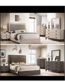 4- Pc Bedroom set Dresser,Mirror Nightstand (1) Queen size bed frame Not including Mattress and Box Sp