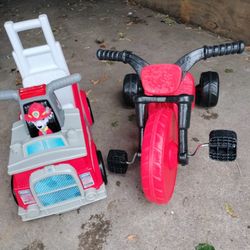 Two Little Kids Riding Toy
