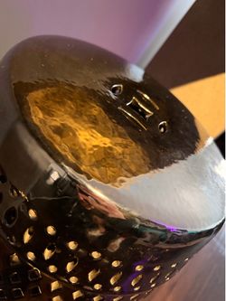 Regal Silver Ceramic Indoor Accent Stool | Reflective Contemporary Side Table