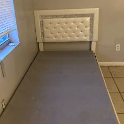 White Studded Diamond Bed frame 