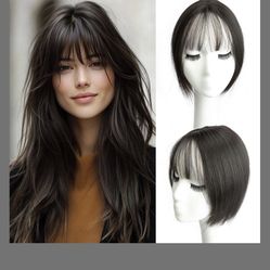 Xyndragh Hair Toppers For Women Synthetic Hair, 360° 3D Cover Wispy Bangs Hair Pieces, Hair Toppers For Women With Thinning Hair Pieces (Brownish Blac