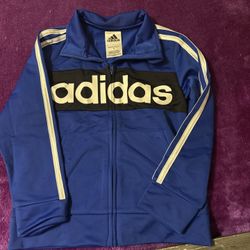 Adidas Blue Track Jacket with White Stripes