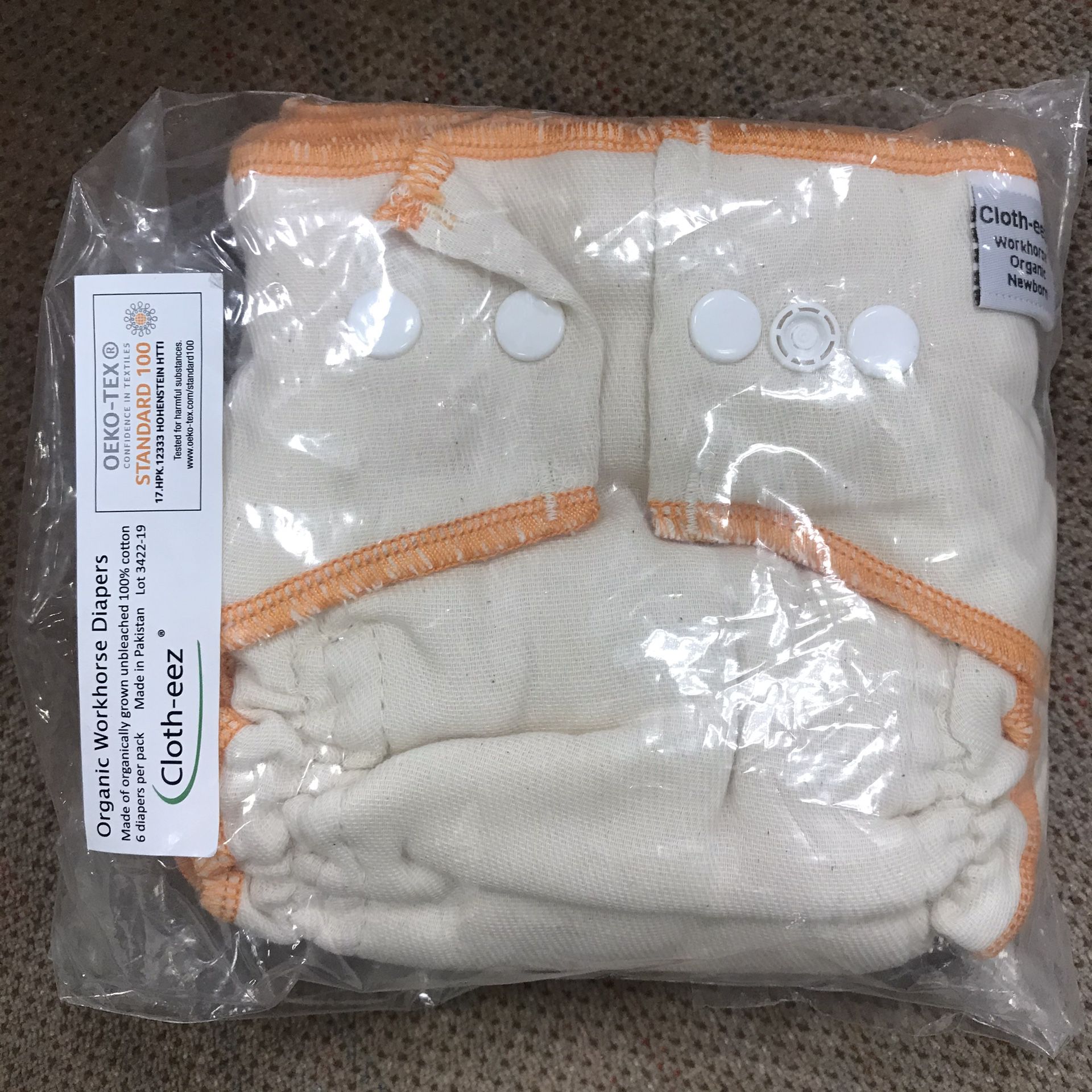 NWT 3pcs organic cloth diapers size newborn