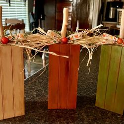 Wooden Rustic block Pumpkins 